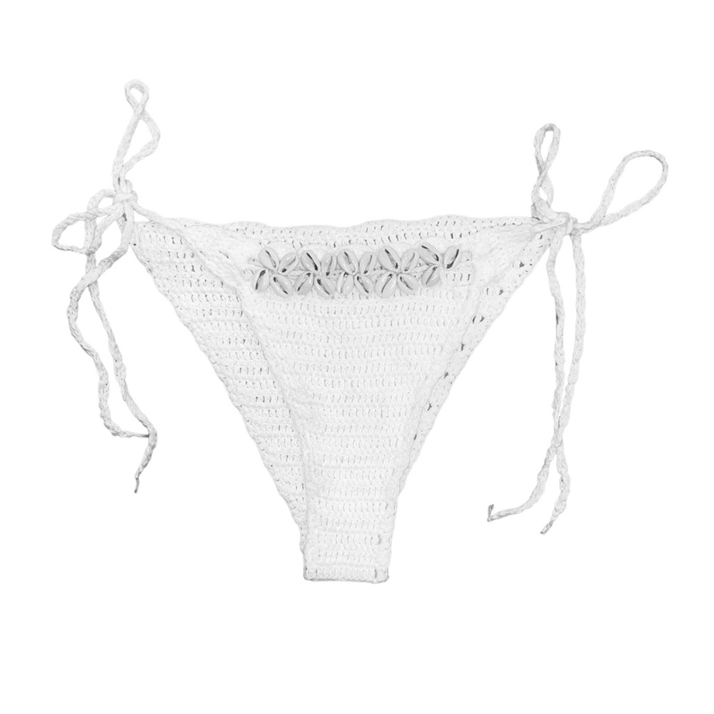 NWOT Women's Handmade Seashell Triangle Crochet Bikini Bottom Size M